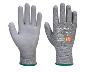 Gant anti-coupure A622 paume PU MR Gris Portwest