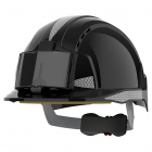 Casque evolite noir porte badge et bande retro gris JSP