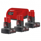 Pack 3 Batteries Chargeur M12 NRG-603 Milwaukee