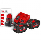 Pack energie 18V 12Ah High Output 2 batteries + chargeur Milwaukee